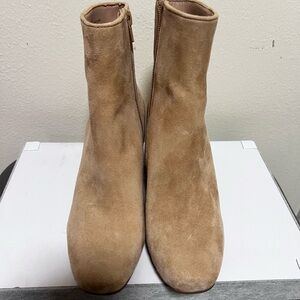Steve Madden Women's  Booties Heeled Back Zipper Tan Leather Suede Size 7.5